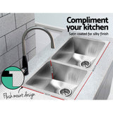 Cefito Kitchen Sink 86X44CM Stainless Steel Basin Double Bowl Silver
