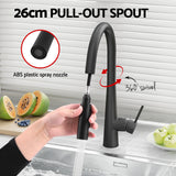 Cefito Stainless Steel Sink 100x45CM With Pull Out Mixer Tap Kitchen Basin Double Bowl Black