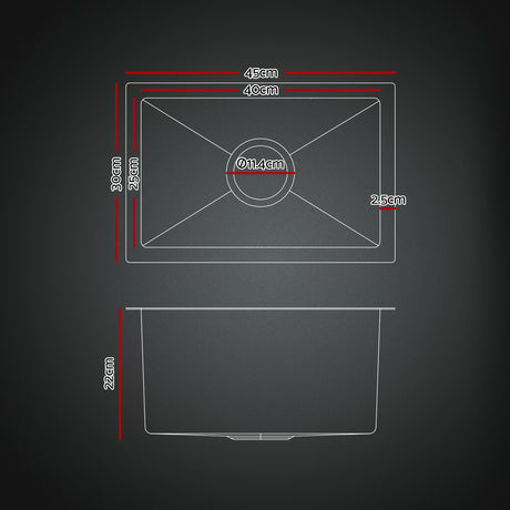 Cefito Stainless Steel Sink 30x45CM With Pull Out Mixer Tap Kitchen Basin Single Bowl Black