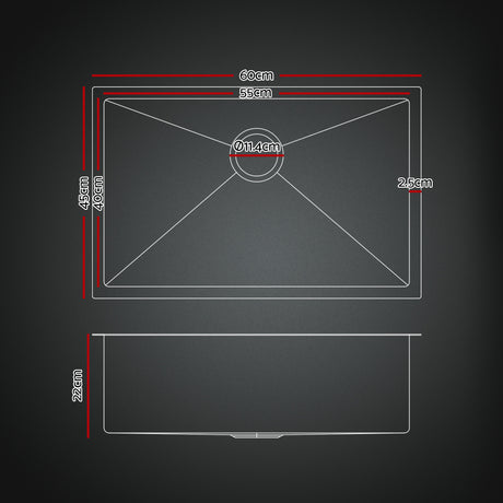 Cefito Stainless Steel Sink 60x45CM With Pull Out Mixer Tap Kitchen Basin Single Bowl Black