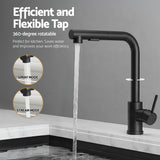Cefito Stainless Steel Sink 60x45CM With Pull Out Mixer Tap Kitchen Basin Single Bowl Black