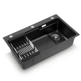 Cefito Kitchen Sink 75X45CM Stainless Steel Basin Single Bowl Drain Part Black