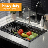 Cefito Kitchen Sink 75X45CM Stainless Steel Basin Single Bowl Drain Part Black