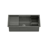 Cefito Kitchen Sink 81X45CM Stainless Steel Single Bowl Drain Rack Basket Black