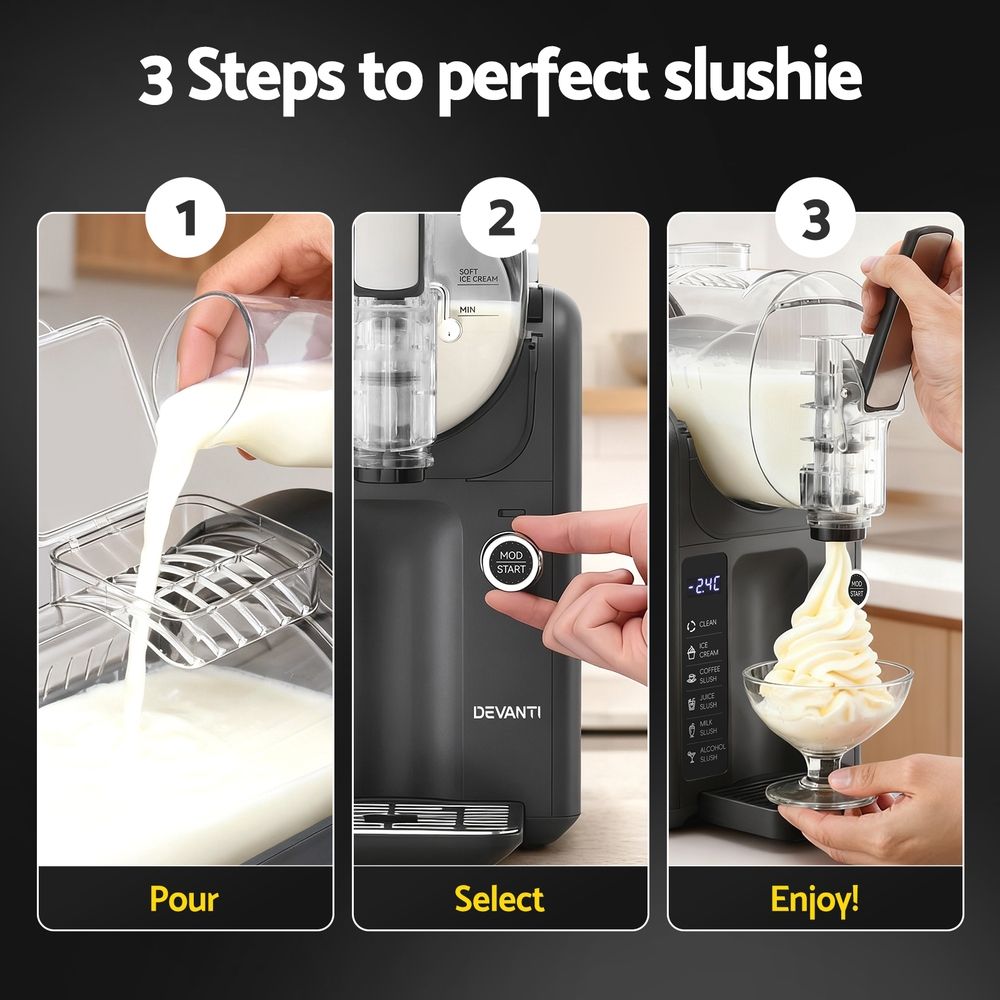 Devanti Slushie Machine Ice Cream Maker 2L Grey