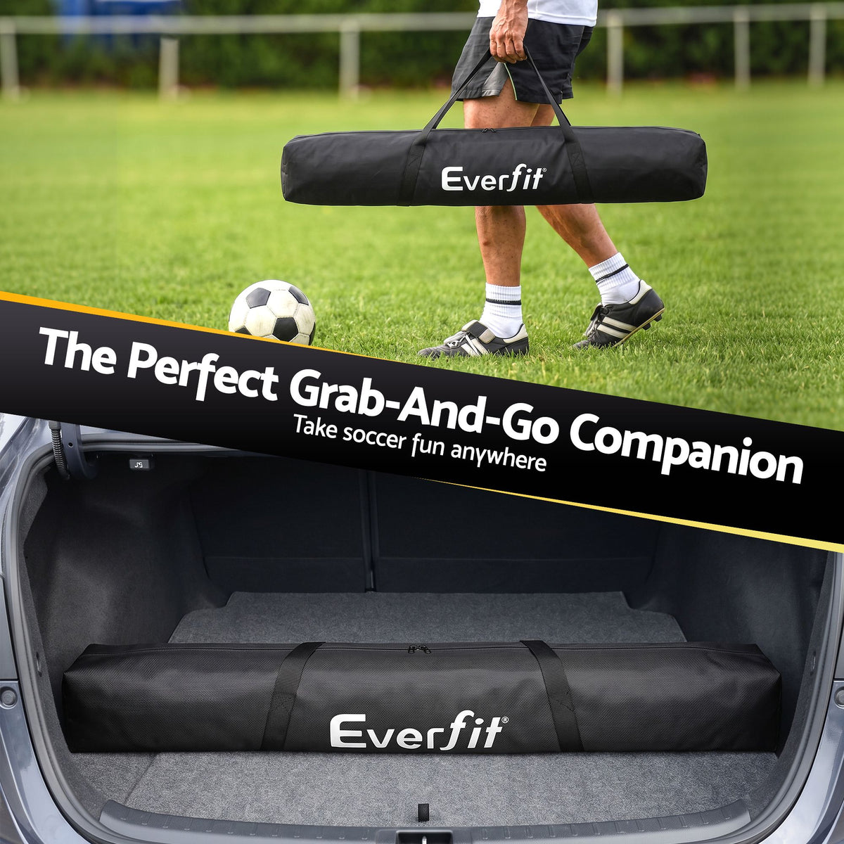 Everfit Portable Soccer Goal Net Fibreglass Polyester 12x6ft