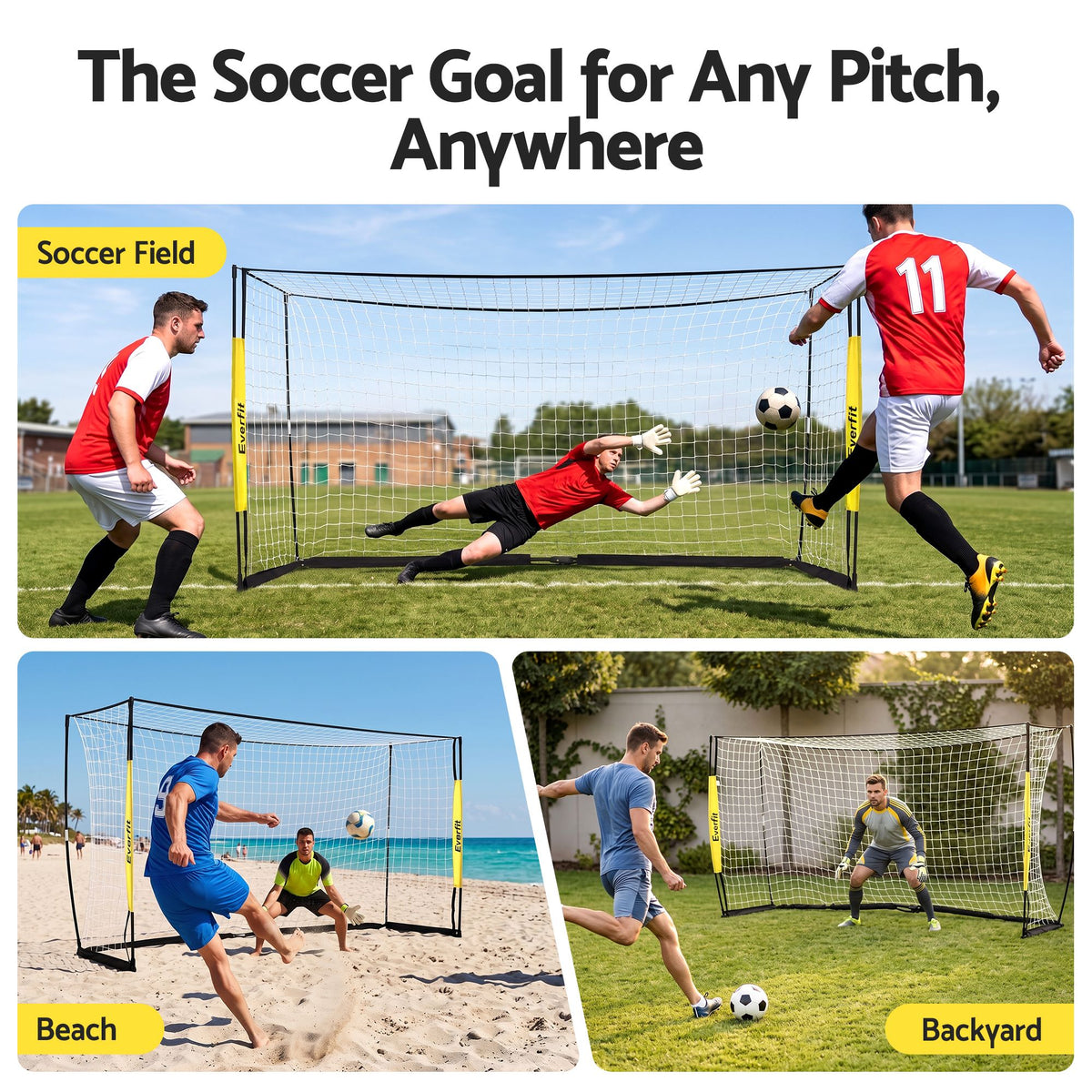 Everfit Portable Soccer Goal Net Fibreglass Polyester 12x6ft