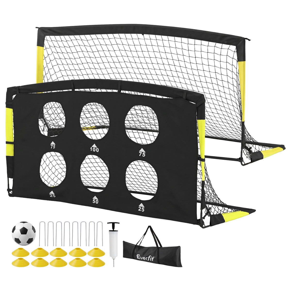Everfit Pop Up Soccer Goals 2 Piece Set Target Net Kids Indoor Outdoor
