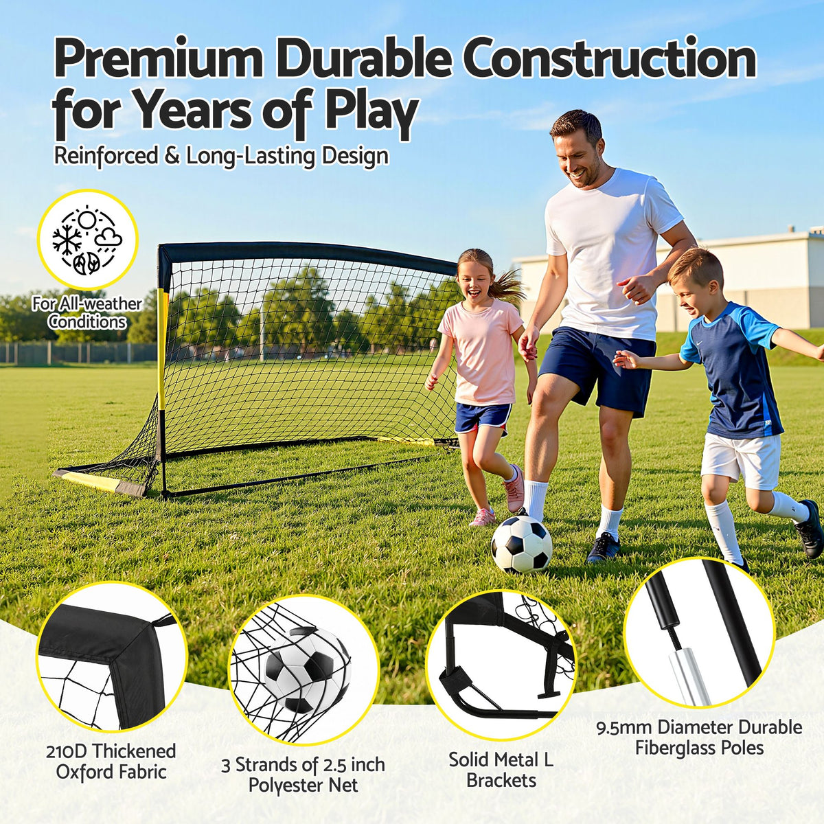 Everfit Pop Up Soccer Goals 2 Piece Set Target Net Kids Indoor Outdoor
