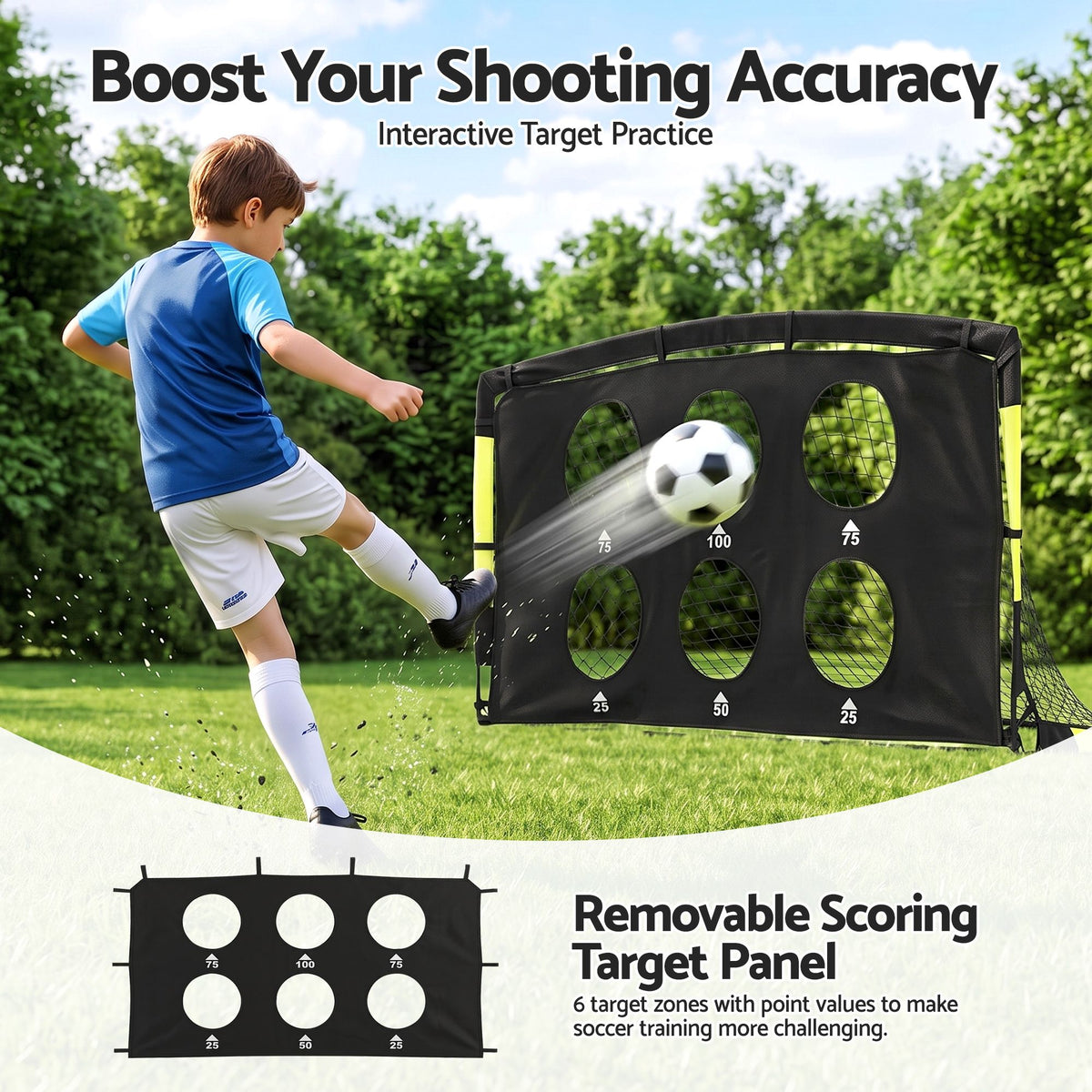 Everfit Pop Up Soccer Goals 2 Piece Set Target Net Kids Indoor Outdoor
