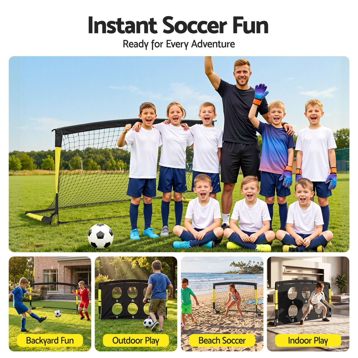 Everfit Pop Up Soccer Goals 2 Piece Set Target Net Kids Indoor Outdoor
