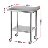 Cefito Stainless Steel Kitchen Bench w/ Splashback 760x610MM 430