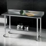 Cefito Stainless Steel Kitchen Bench w/ Splashback 1500x600MM 430