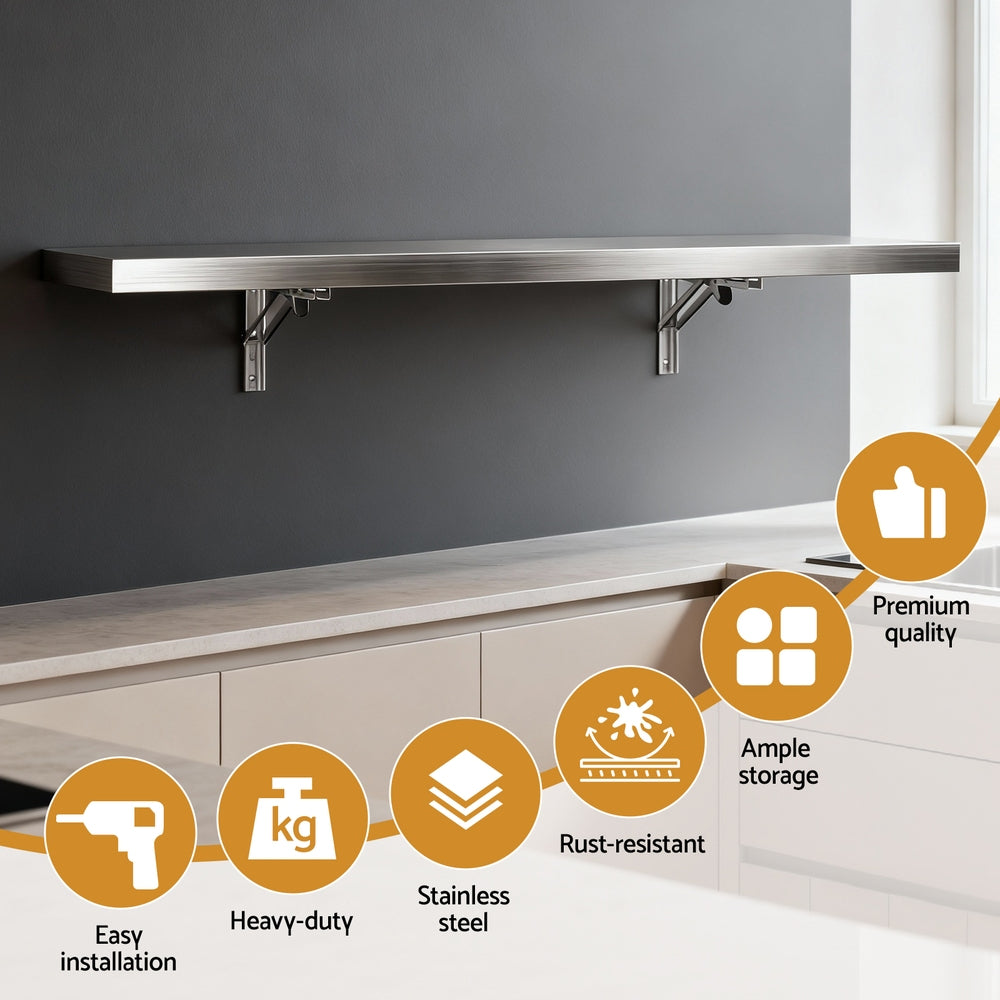 Cefito Commercial Stainless Steel Wall Shelf Kitchen Storage Rack 1200x300mm