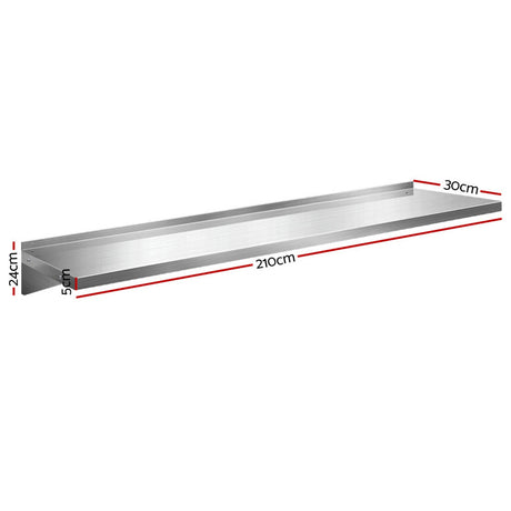 Cefito 2PCS 1200mm Stainless Steel Kitchen Wall Shelf Mounted Rack
