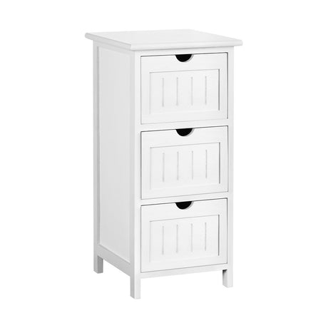 Aria Bedside Table Bathroom Storage Cabinet 3 Drawers White