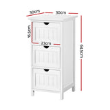 Aria Bedside Table Bathroom Storage Cabinet 3 Drawers White