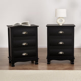 Artiss 2x Bedside Table 3 Drawers Vintage - THYME Black