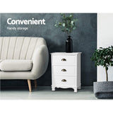 Artiss 2x Bedside Table 3 Drawers Vintage - THYME White