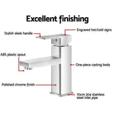 Cefito Bathroom Basin Mixer Tap Square Faucet Vanity Laundry Chrome