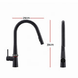 Kitchen Mixer Tap Pull Out Round 2 Mode Sink Basin Faucet Swivel WELS Black
