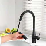 Kitchen Mixer Tap Pull Out Round 2 Mode Sink Basin Faucet Swivel WELS Black