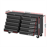 Giantz Tool Chest Trolley 10 Drawers Toolbox Storage Black