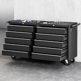 Giantz Tool Chest Trolley 10 Drawers Toolbox Storage Black