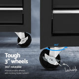 Giantz 15 Drawers Tool Chest Trolley Toolbox 2-in-1 Storage Black