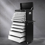Giantz 15 Drawers Tool Chest Trolley Toolbox 2-in-1 Storage Black& Grey