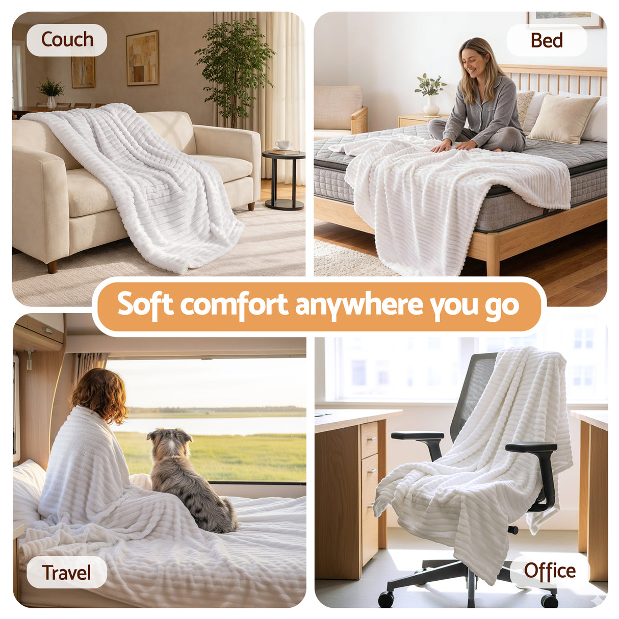 Giselle 203x230cm Throw Blanket Fleece Soft Lightweight Cozy Sofa Couch Bed Throw