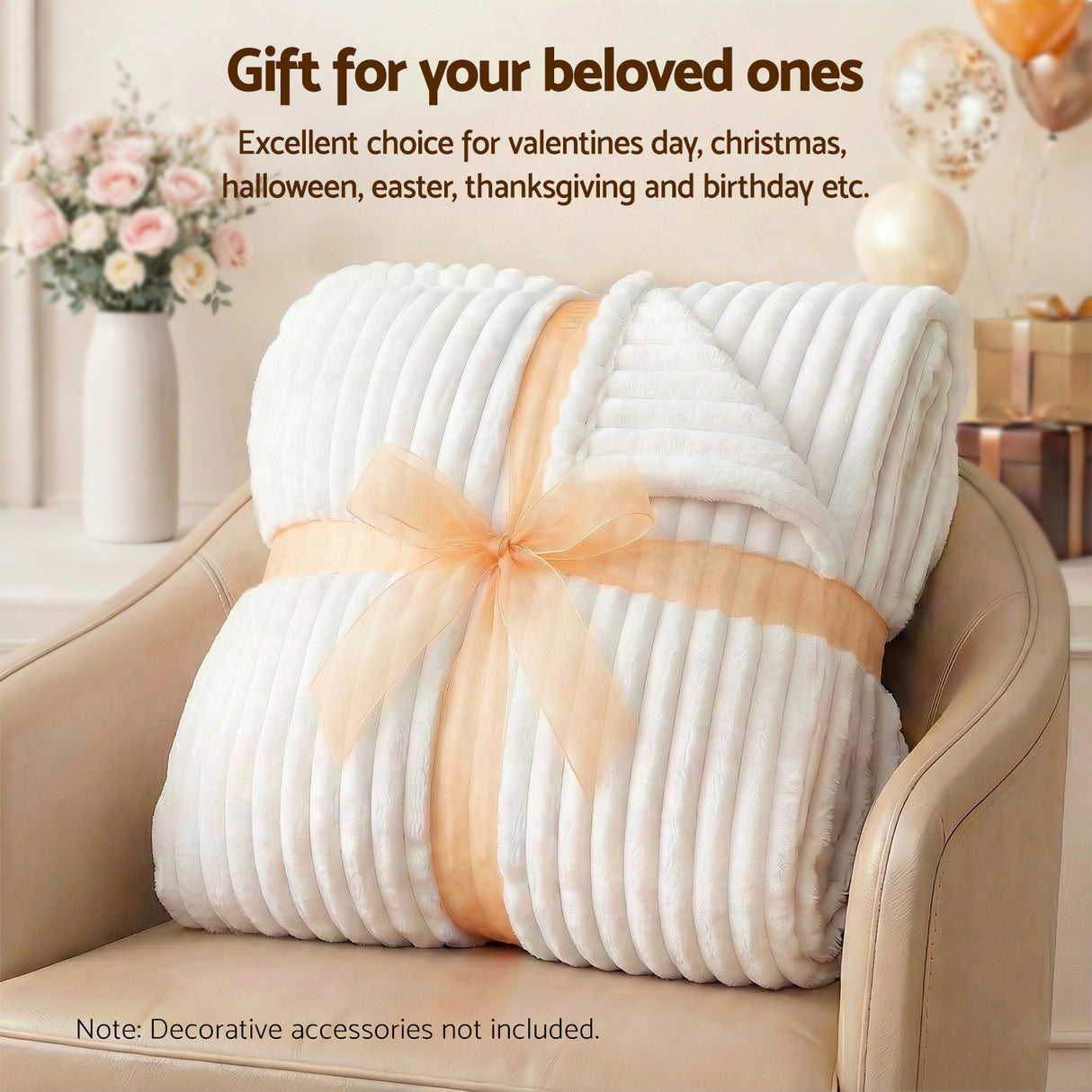 Giselle 203x230cm Throw Blanket Fleece Soft Lightweight Cozy Sofa Couch Bed Throw