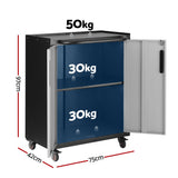 Giantz Rolling Tool Cabinet Heavy-Duty Storage Cabinet Adjustable Shelf Black and Grey