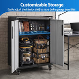 Giantz Rolling Tool Cabinet Heavy-Duty Storage Cabinet Adjustable Shelf Black and Grey