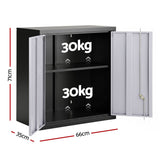 Giantz Steel Tool Cabinet Wall Mount Adjustable Shelf Garage Storage Lockable Black Grey