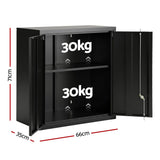 Giantz Steel Tool Cabinet Wall Mount Adjustable Shelf Garage Storage Lockable Black