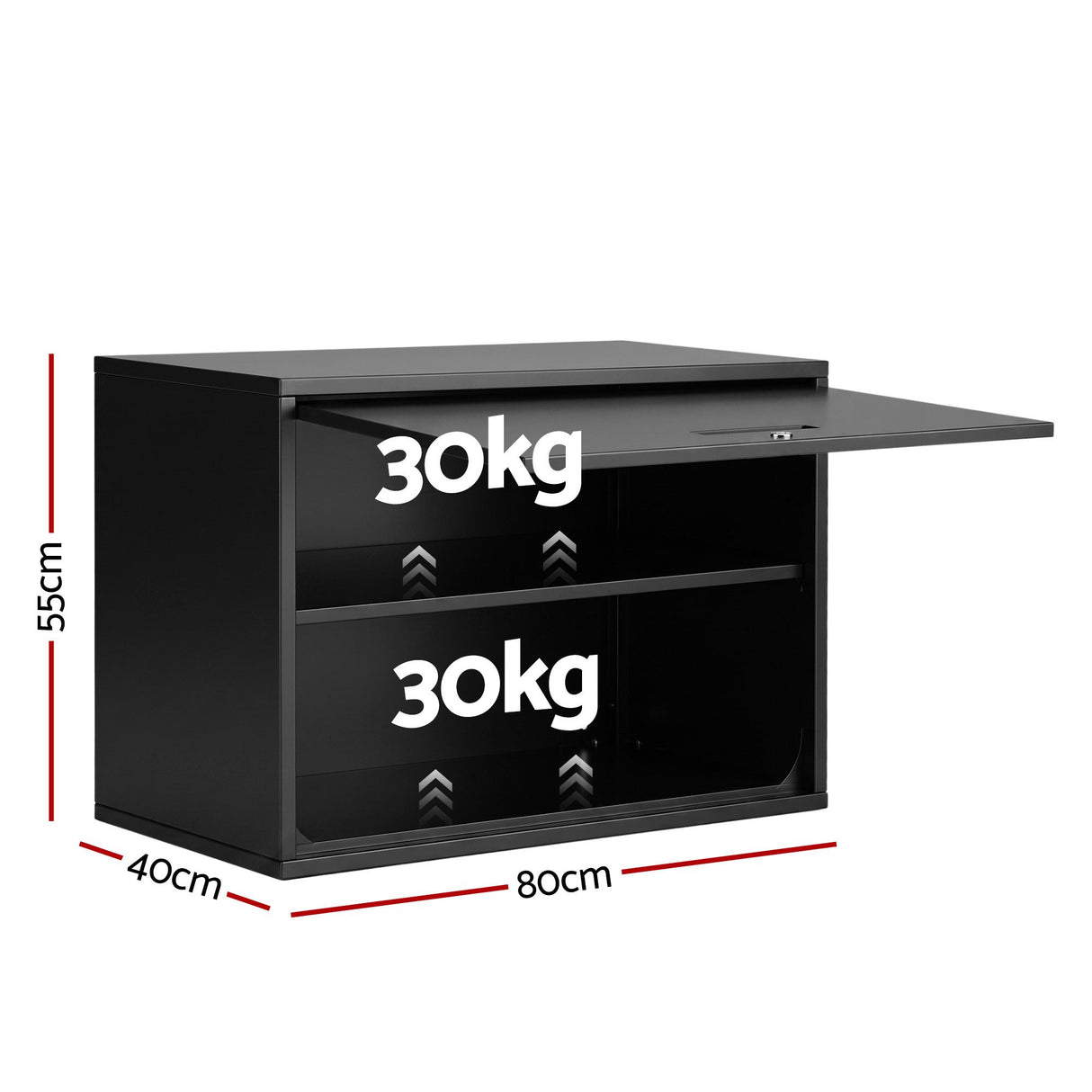 Giantz Wall Mount Steel Tool Cabinet Garage Storage Box Lockable Overhead Shelf Black