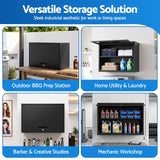 Giantz Wall Mount Steel Tool Cabinet Garage Storage Box Lockable Overhead Shelf Black