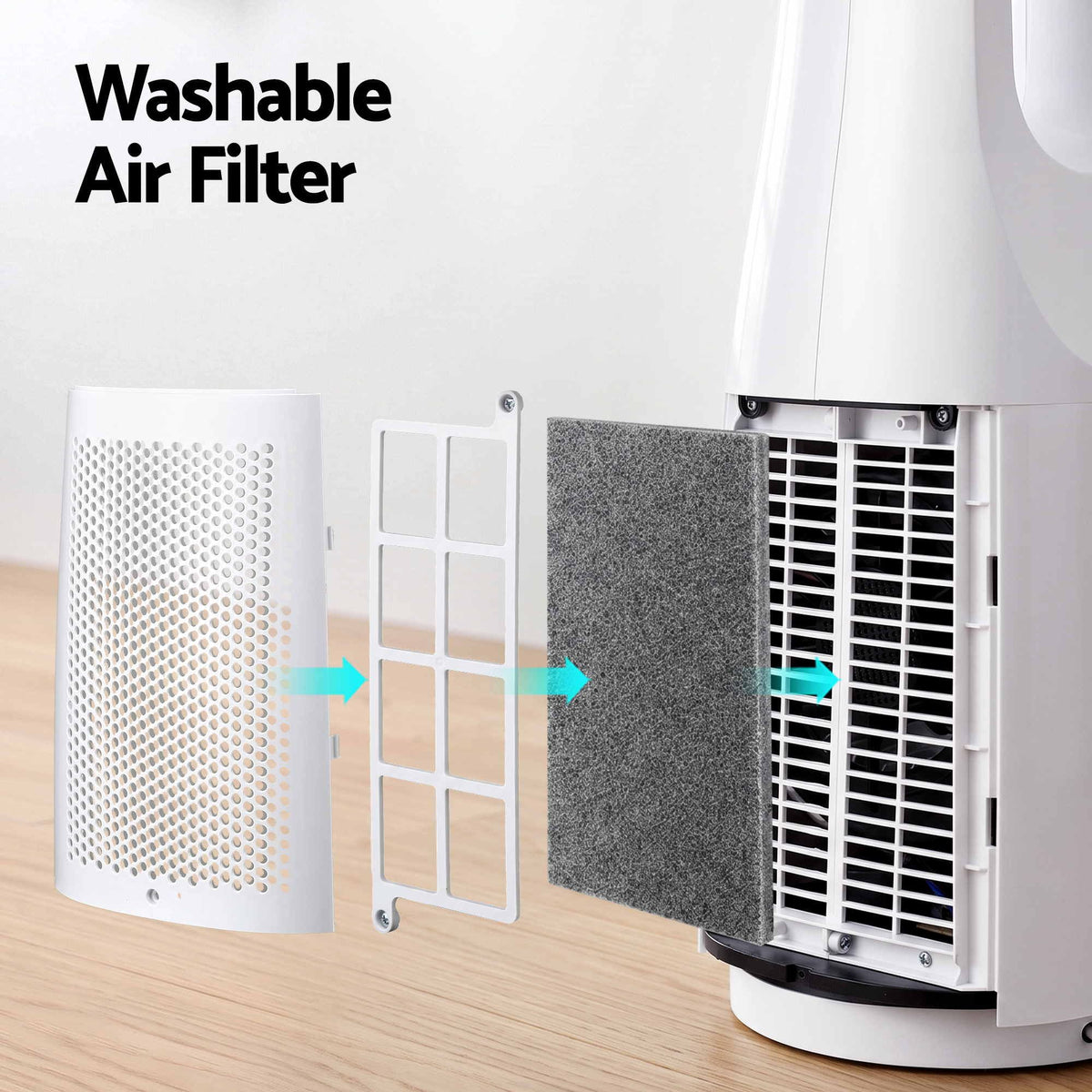 Devanti Bladeless Tower Fan 100cm 2-in-1 Cooling Airflow Purifying Remote