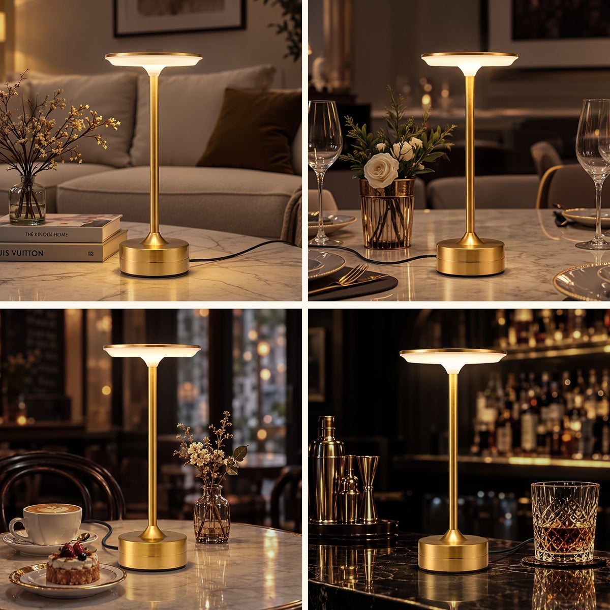 Artiss Gold Touch Table Lamp, Warm to Cool White LED, Dimmable 3000-6000K 24 LEDs, Type-C