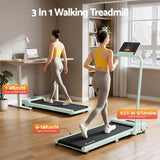 Everfit 3 in 1 Walking Pad Treadmill 12% Incline Foldable Under Desk Treadmills for Home 38cm Green