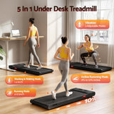 Everfit 5 in 1 Vibration Walking Pad Under Desk Treadmill 10% Incline 400mm Belt Home Gym Black