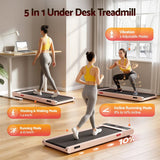 Everfit 5 in 1 Vibration Walking Pad Under Desk Treadmill 10% Incline 400mm Belt Home Gym Pink