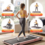 Everfit 5 in 1 Vibration Walking Pad Under Desk Treadmill 10% Incline 400mm Belt Home Gym Pink