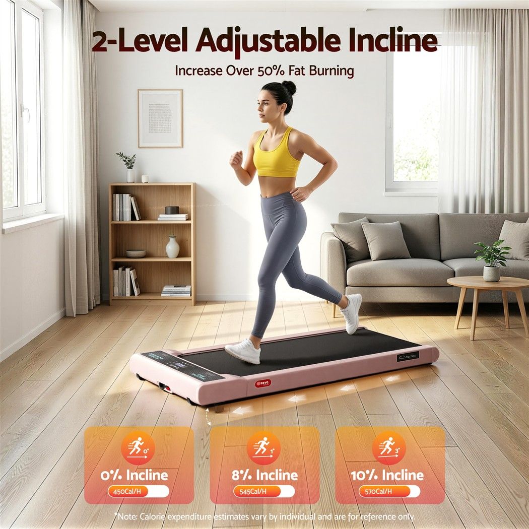 Everfit 5 in 1 Vibration Walking Pad Under Desk Treadmill 10% Incline 400mm Belt Home Gym Pink