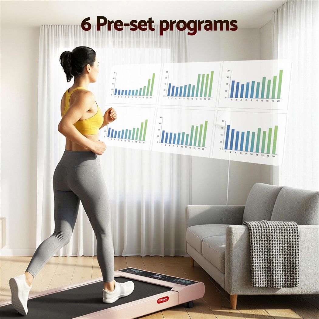 Everfit 5 in 1 Vibration Walking Pad Under Desk Treadmill 10% Incline 400mm Belt Home Gym Pink