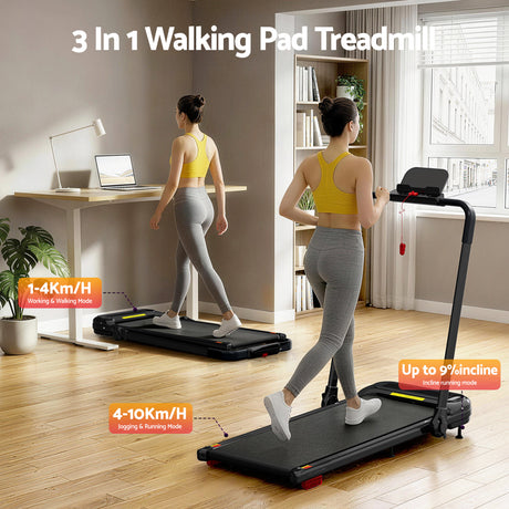 Everfit Treadmill Electric Walking Pad with Incline Foldable for Home Gym Black