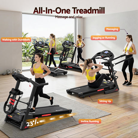 Everfit Treadmill Electric Home Gym Fitness Exercise Machine w/ Massager 480mm