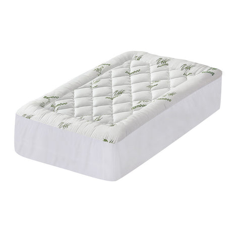 Giselle Bedding 5cm Pillowtop Mattress Topper 1000GSM Thick Soft Bamboo Cooling Pad for Back Pain Relief & Guest Bed, Washable Overfilled Cover with 45cm Deep Pocket King Single