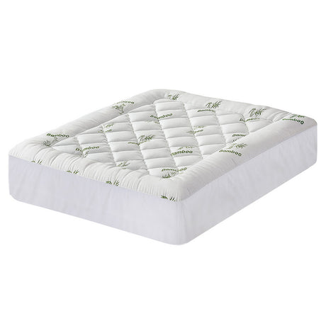 Giselle Bedding 5cm Pillowtop Mattress Topper 1000GSM Thick Soft Bamboo Cooling Pad for Back Pain Relief & Guest Bed, Washable Overfilled Cover with 45cm Deep Pocket Queen